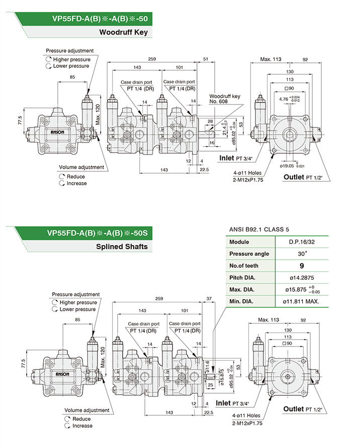 VP55Fd Anson Pump Drawing In India VP55FD Anson Pump Drawing In India